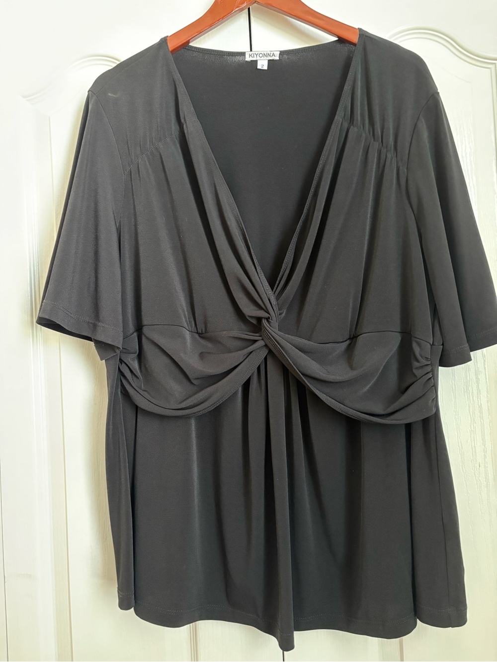 Kiyonna Black Twist-Front Blouse size 2